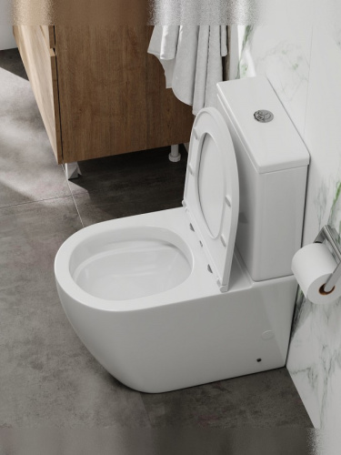 Унитаз напольный с бачком Teymi Lina T40120 белый с сиденьем микролифт безободковый каскадный смыв - фото 5