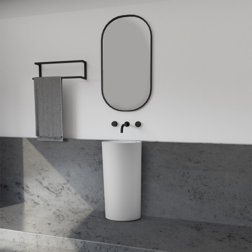 Раковина из искусственного камня Abber STEIN AS2506 45х45 напольная цвет белый матовый без отверстий под смеситель - фото 3