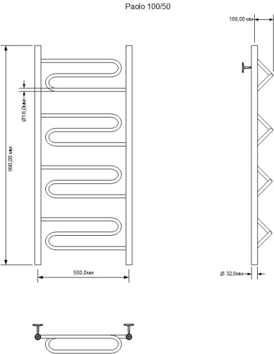 Полотенцесушитель Aquanet Paolo 00266734 50х100 водяной хром - фото 2