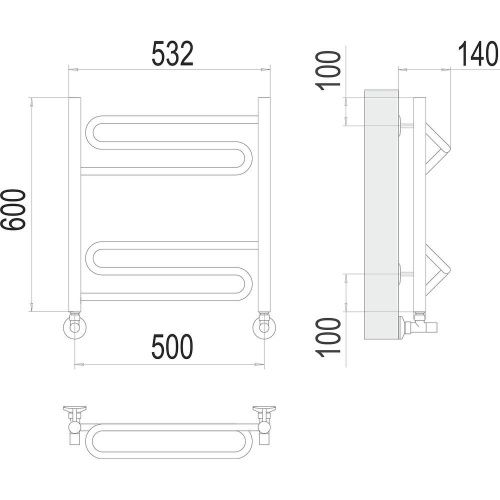 Полотенцесушитель Terminus 4670078530431 53х60 водяной хром - фото 3