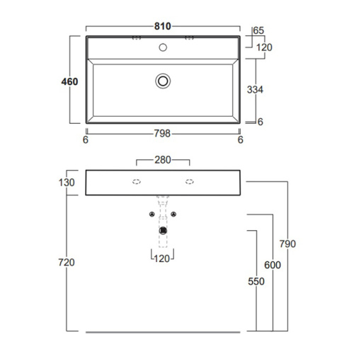 Раковина из санфаянса Simas Agile AG81 bi*1 81х46 подвесная цвет белый 1 отверстие под смеситель - фото 2