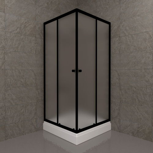 Душевой уголок Тритон Вента Щ0000064629 90х90 стекло матовое профиль черный с поддоном - фото 3