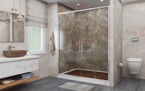 Душевая дверь AvaCan FC2-170 190х195 стекло прозрачное профиль хром глянцевый - фото 3