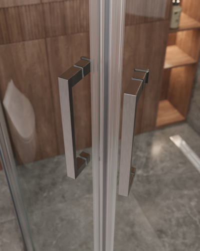 Душевой уголок Cezares MOLVENO MOLVENO-RH-2-120/90-C-GM-IV 120х90 стекло прозрачное профиль оружейная сталь без поддона - фото 2