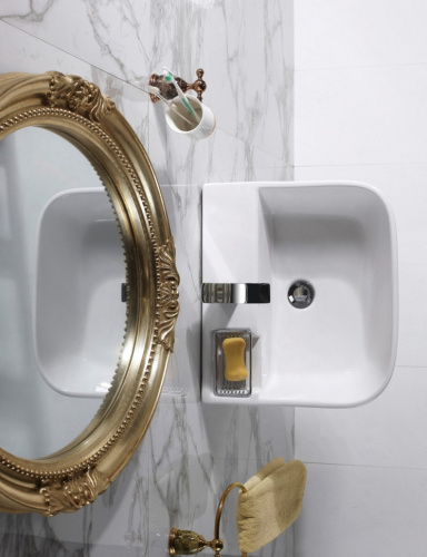 Раковина из санфаянса CeramaLux G515 33х33 напольная цвет белый 1 отверстие под смеситель - фото 3