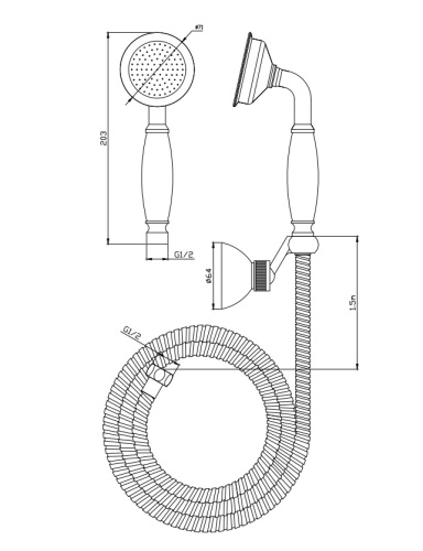 Душевая лейка Cezares LIRA-M LIRA-M-DEF2-02-Bi округлая - фото 4