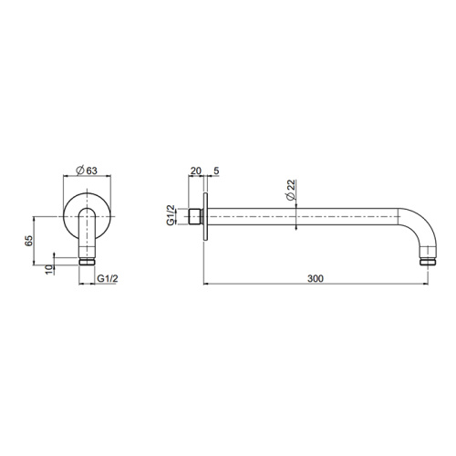 Держатель верхнего душа QuadroDesign BD001AS_300MM сталь - фото 2