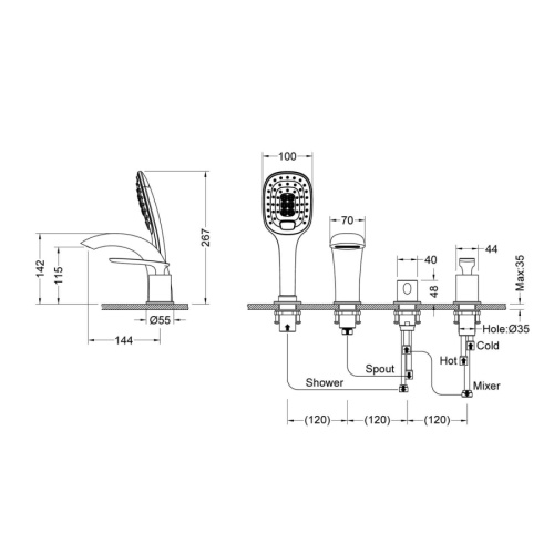 Смеситель Timo Helmi 4020/03Y на борт ванны черный матовый - фото 2