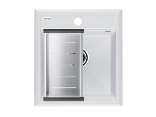 Кухонная мойка + коландер Paulmark PM114651-WH+A375-BS 46х51 цвет белый