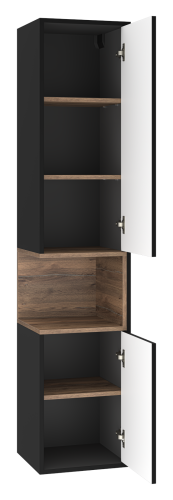 Шкаф-пенал Brevita Bergen BER-05035-02-19-ПоП 35х33х165 подвесной цвет черный/коричневый - фото 4