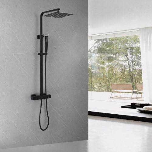 Душевая стойка ABBER AF8260BL настенная цвет черный матовый - фото 2