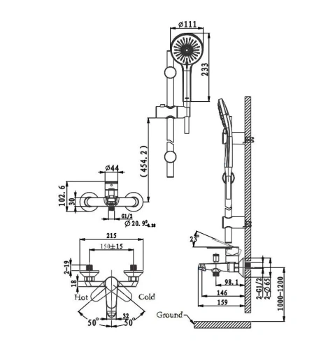 Смеситель для ванны Arrow AG3628CP-TZ настенный хром с душевым гарнитуром - фото 3
