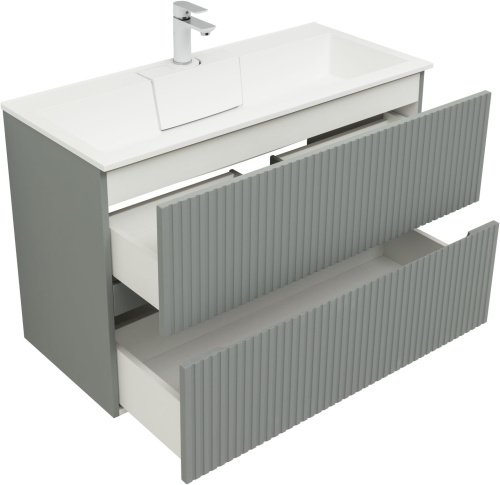Тумба под раковину Aquanet Джейн 00313320 99х44х64 напольная/подвесная цвет зеленый/серый - фото 2