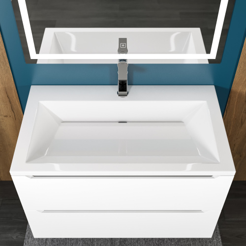 Раковина из искусственного мрамора Uperwood Olivia ROlivia80wg 80х45 полувстраиваемая цвет белый глянцевый - фото 3