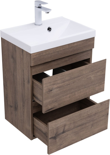 Тумба под раковину Aquanet Нота NEW 00334190 49х34х61 подвесная цвет темное дерево - фото 2