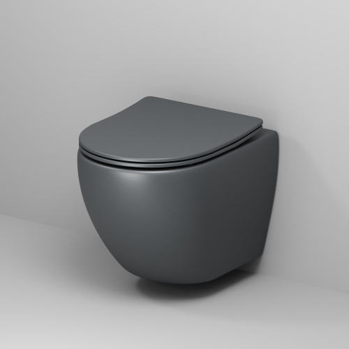 Унитаз подвесной Grossman Color GR-4455GMS серый матовый с сиденьем микролифт безободковый каскадный смыв - фото 2