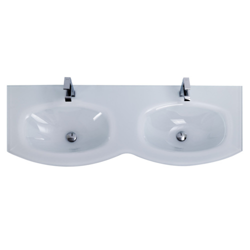 Раковина стеклянная Cezares 82412 139х52 подвесная цвет белый 2 отверстия под смеситель - фото 2