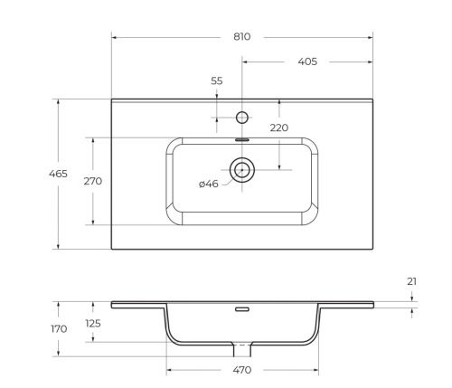 Раковина керамическая BelBagno BB800ETL 80х50 накладная цвет белый 1 отверстие под смеситель - фото 2