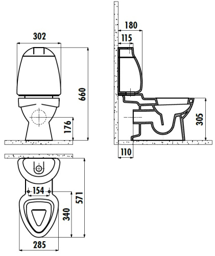 Чаша унитаза напольная Creavit COCUK CK310-11CB00E-0000+KC0802.01.0000E цвет белый без бачка с сиденьем микролифт душевой смыв - фото 2