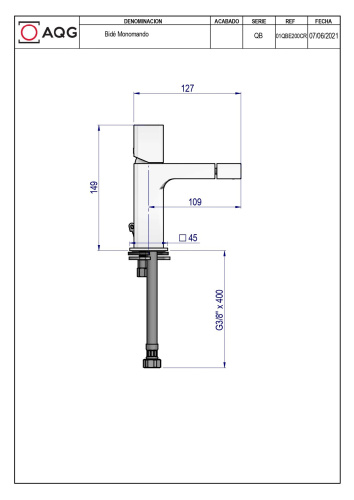Смеситель AQG QB 01QBE200CR на биде хром - фото 2
