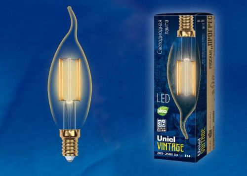 Лампа светодиодная филаментная Uniel Vintage (Винтаге) LED-C35-5W/GOLDEN/E14 GLV21GO - фото 2