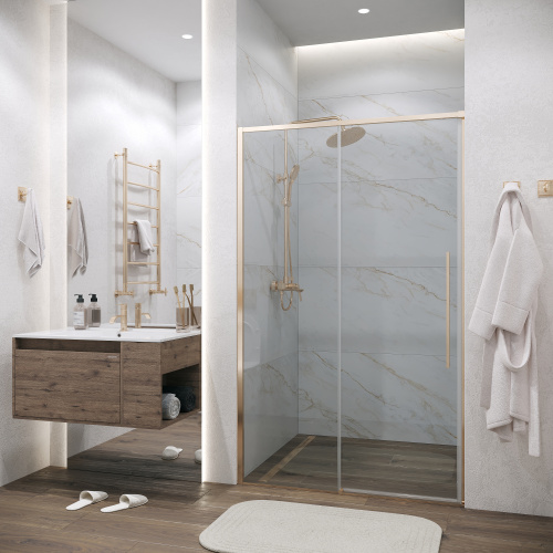 Душевая дверь Grossman Galaxy 100.K33.01.130.32.00 130х195 стекло прозрачное профиль золото глянцевое - фото 3