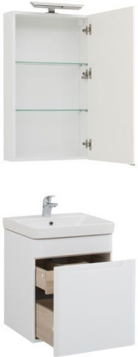 Комплект мебели: тумба с раковиной + зеркало-шкаф Aquanet София 00203648 50x46x142 напольный/подвесной цвет белый - фото 2