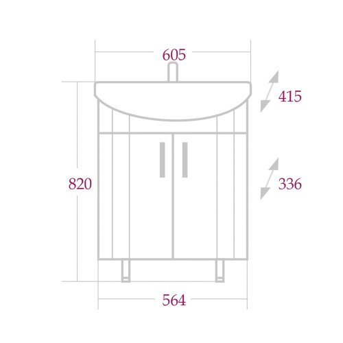Тумба под раковину Onika Лига 106134 57х31х68 напольная - фото 3