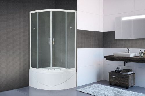 Душевой уголок Royal Bath BK RB100BK-T 100х100 стекло прозрачное профиль белый с поддоном