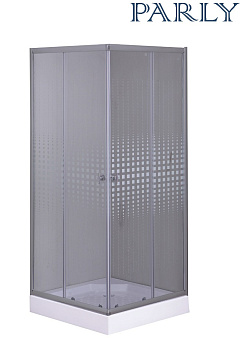 Душевой уголок Parly ZQ8111 80х80 стекло прозрачное с рисунком профиль хром глянцевый с поддоном