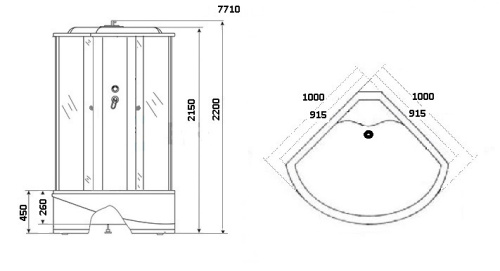 Душевая кабина Niagara Luxe 7710G 100х100 четверть круга с крышей ориентация универсальная - фото 4