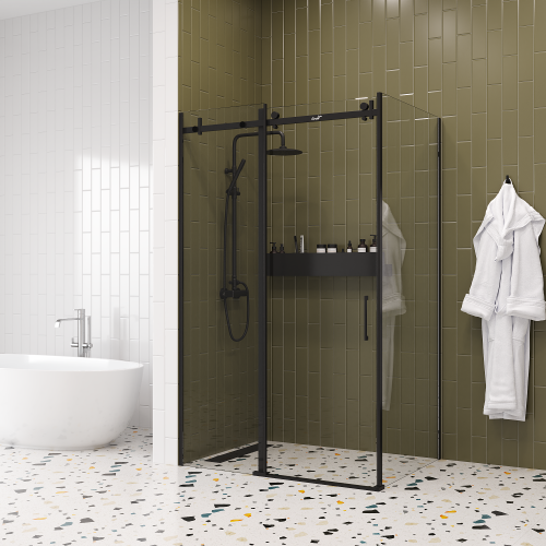 Душевой уголок Cerutti SPA CEZA'S120B 90х120 стекло прозрачное профиль черный без поддона - фото 4