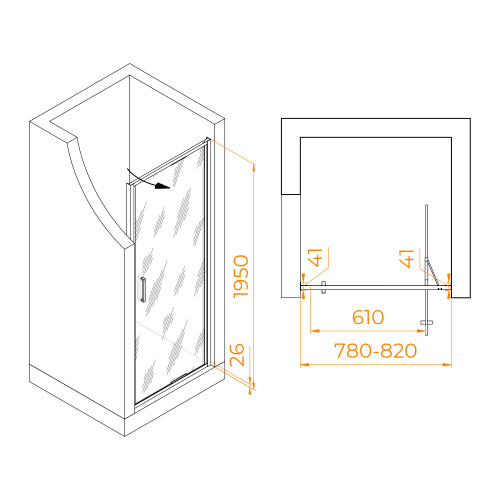 Душевая дверь RGW Stilvoll 70320508-31 80х195 стекло тонированное профиль хром глянцевый - фото 4