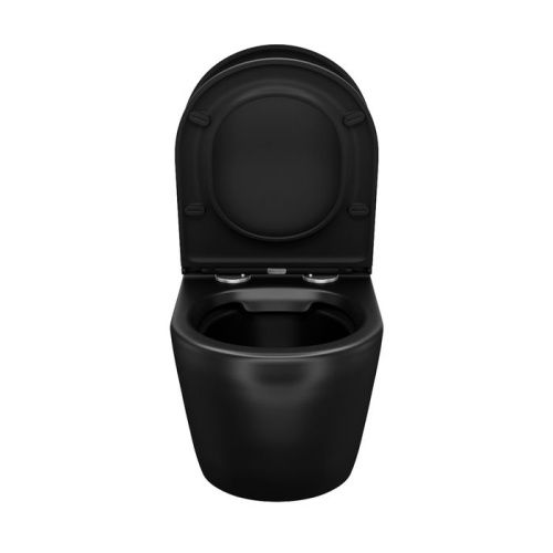 Унитаз подвесной IDDIS Blanco BLAR3BMi25 черный с сиденьем микролифт безободковый каскадный смыв - фото 5