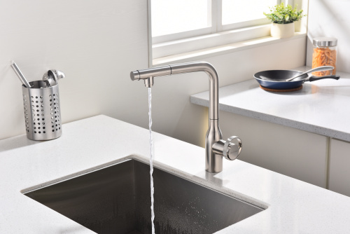 Смеситель для кухни Paulmark URBAN Ur213104-BS на раковину никель - фото 4