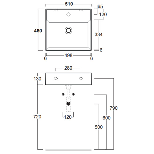Раковина из санфаянса Simas Top E Lavabi D'Arredo AG51 bi*1 51х46 подвесная цвет белый 1 отверстие под смеситель - фото 2