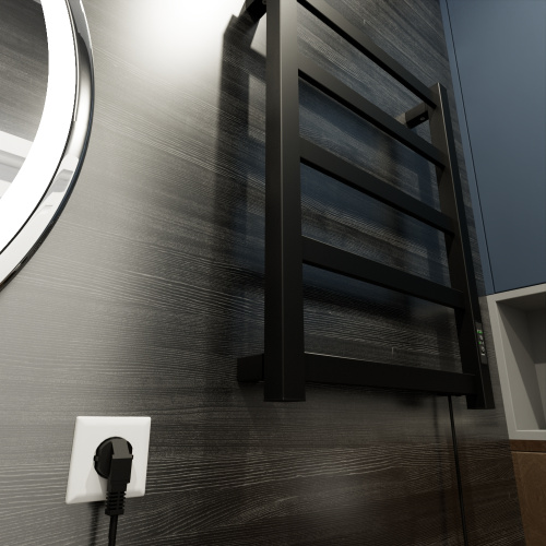 Полотенцесушитель Маргроид Вид 81-10 профильный 8110p-6040-1081-9005R 43х61 электрический черный матовый - фото 4