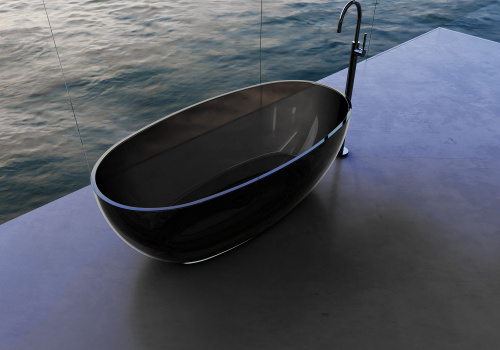 Ванна полиэфирная смола Abber Kristall AT9703Onyx 170х78 отдельностоящая овальная - фото 4