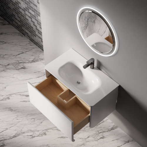 Тумба с раковиной+зеркало Art Decco Lucia (Люсия) ALC08W43S1M0 80x45x50 подвесная цвет белый - фото 3