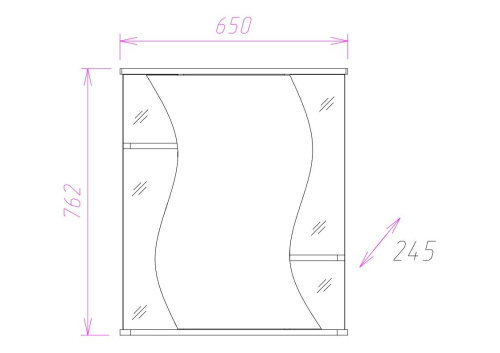 Зеркало-шкаф Onika Лилия 206511 65х25х76 подвесной - фото 3