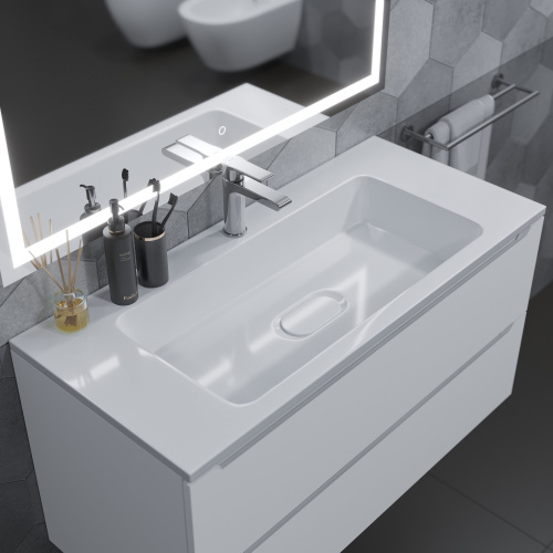 Раковина из литьевого мрамора Uperwood Modul 2911020341 97х45 полувстраиваемая цвет белый - фото 2