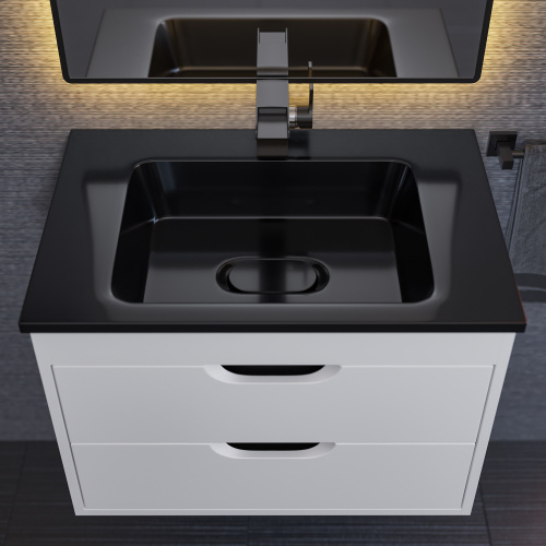 Раковина из литьевого мрамора Uperwood Modul 29110202339 62х45 полувстраиваемая цвет черный - фото 3