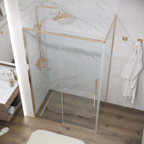 Душевая перегородка Grossman Galaxy 200.K33.01.80.32.00 80х195 стекло прозрачное профиль золото глянцевое - фото 5