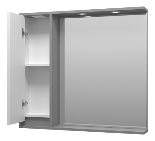 Зеркало-шкаф Brevita Balaton BAL-04090-01-01Л 88х14х80 подвесной цвет белый/серый - фото 4