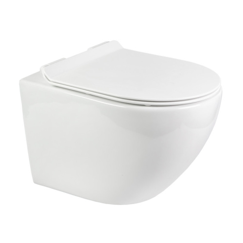 Унитаз подвесной Bond Oval F01-10 белый с сиденьем микролифт безободковый душевой смыв