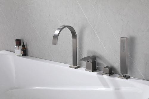 Смеситель ABBER Wasserfall AF8613NG на борт ванны никель - фото 2