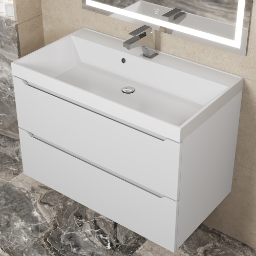 Раковина из литьевого мрамора Uperwood Classic 291020337 80х45 полувстраиваемая цвет белый глянцевый - фото 4