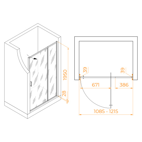 Душевая дверь RGW Passage 350800812-14 110х195 стекло прозрачное профиль черный - фото 5