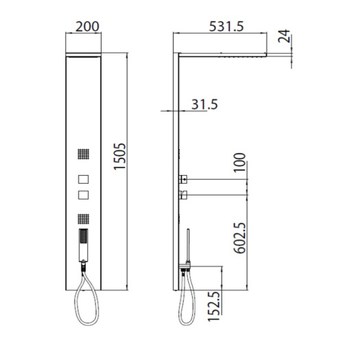 Душевая панель Bossini Manhattan L00891.030 прямоугольная настенная - фото 2