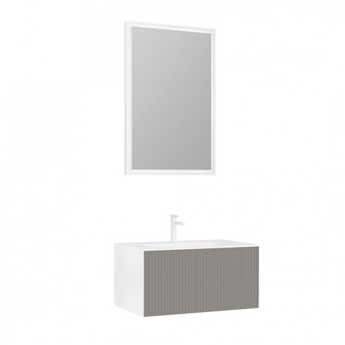 Тумба с раковиной Orka Cube 3000373 80х49х40 цвет бежевый матовый - фото 2